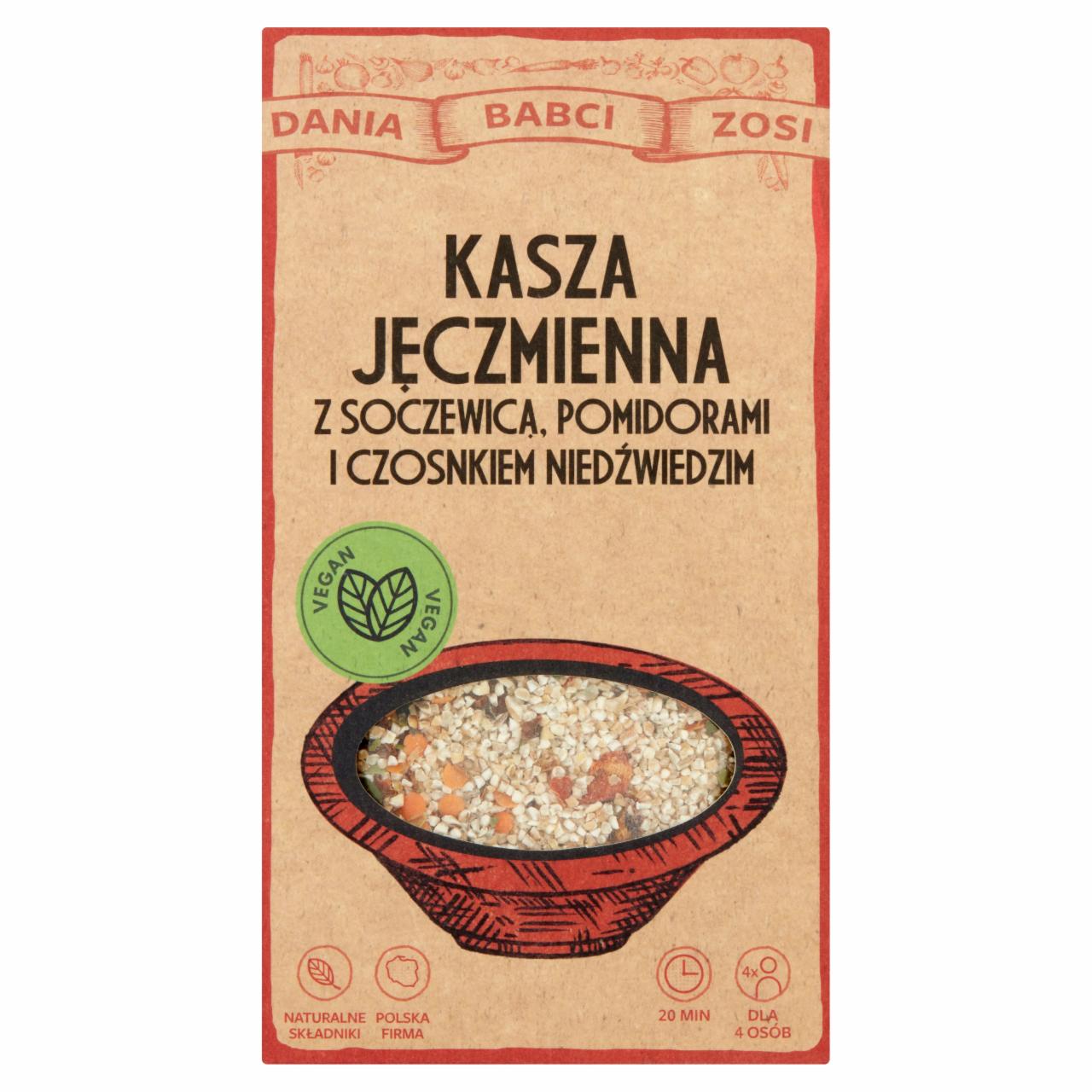 Zdjęcia - Dania Babci Zosi Kasza jęczmienna z soczewicą pomidorami i czosnkiem niedźwiedzim 250 g (2 x 125 g)