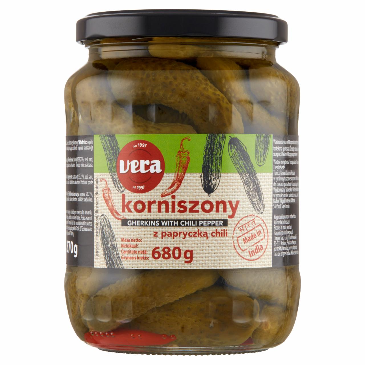 Zdjęcia - Vera Korniszony z papryczką chili 680 g