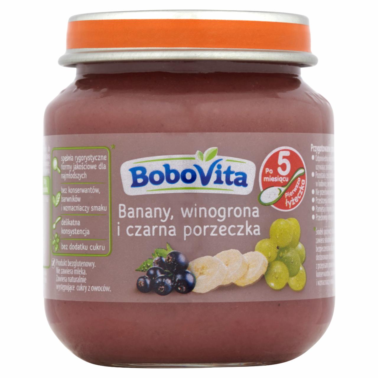 Zdjęcia - BoboVita Banany winogrona i czarna porzeczka po 5 miesiącu 125 g