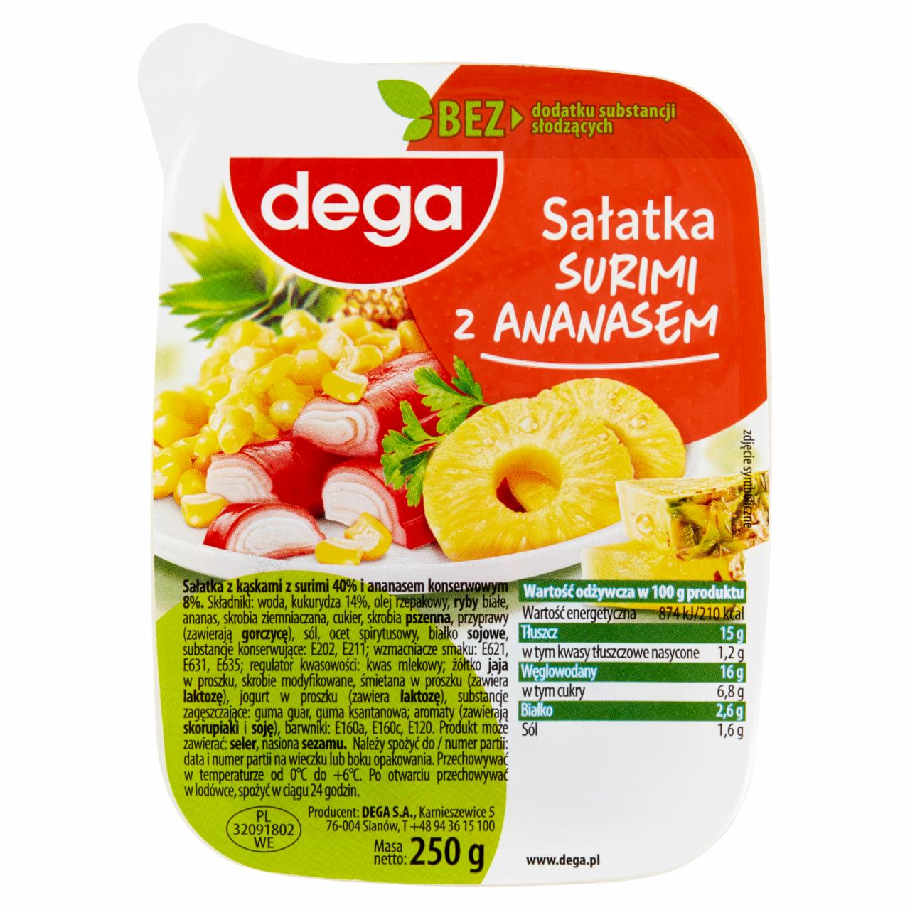 Zdjęcia - Dega Sałatka surimi z ananasem 250 g