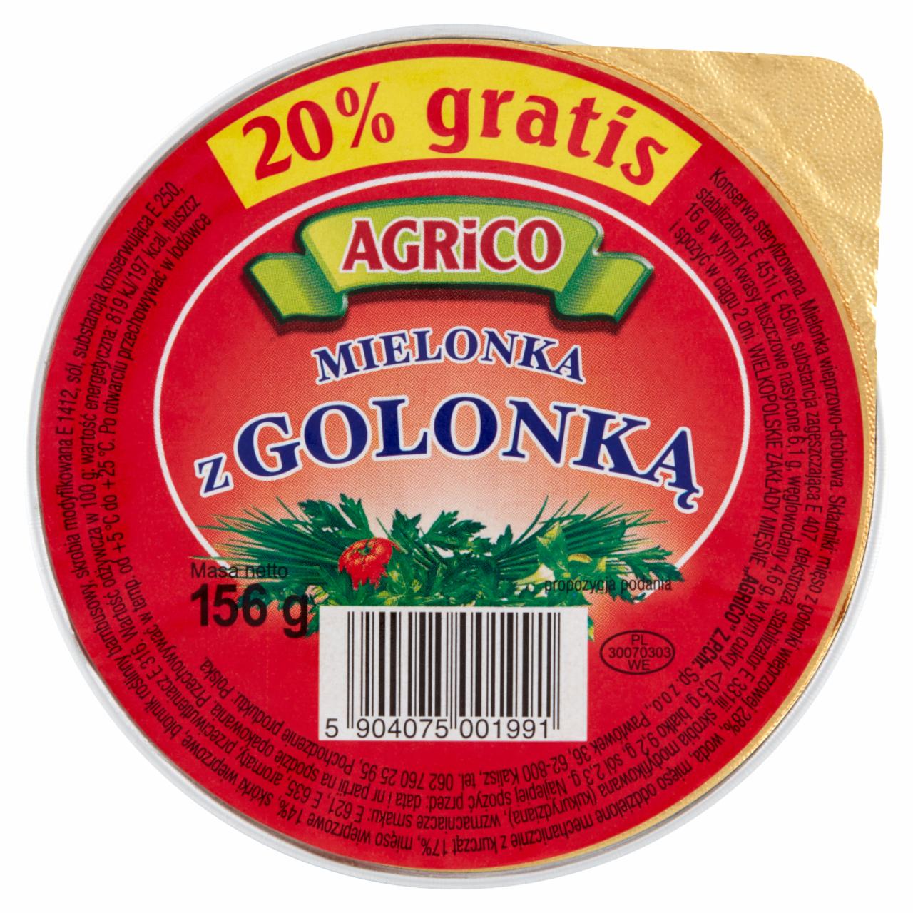 Zdjęcia - Agrico Mielonka z golonką 156 g