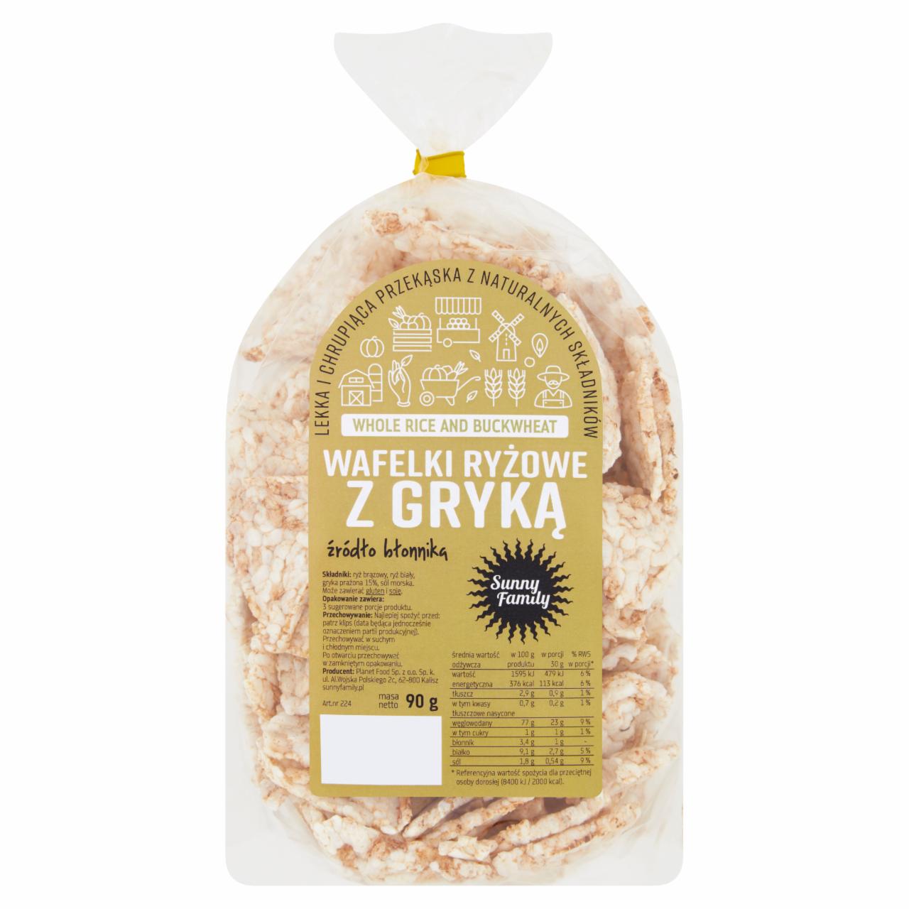 Zdjęcia - Sunny Family Wafelki ryżowe z gryką 90 g