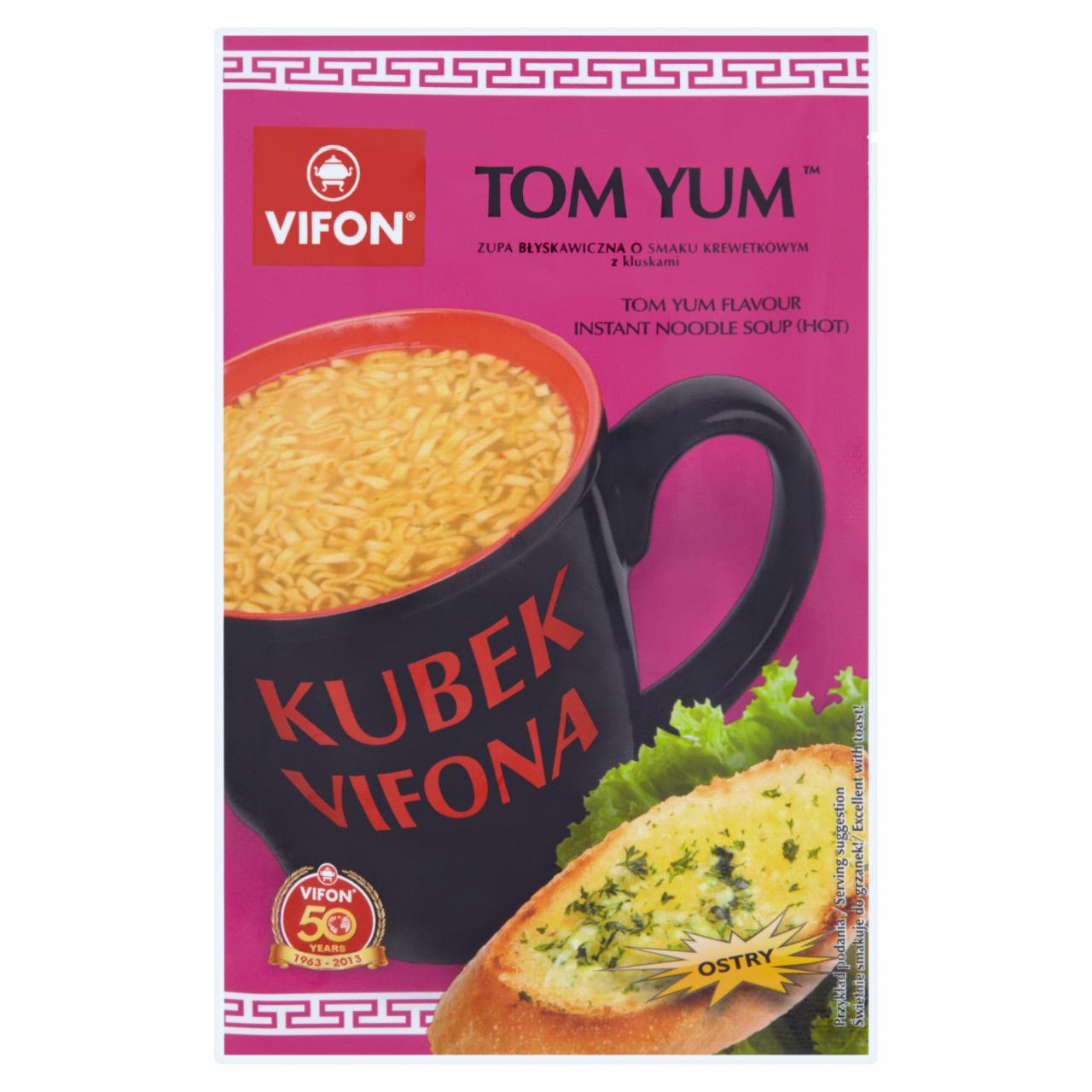 Zdjęcia - Vifon Kubek Vifona Tom Yum Zupa błyskawiczna o smaku krewetkowym z kluskami ostra 25 g