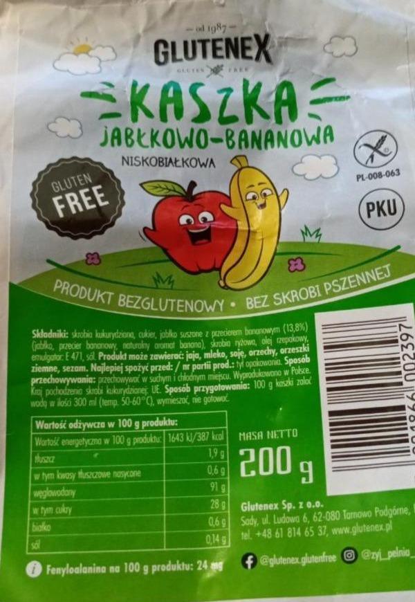 Zdjęcia - Kaszka jabłkowo bananowa Glutenex