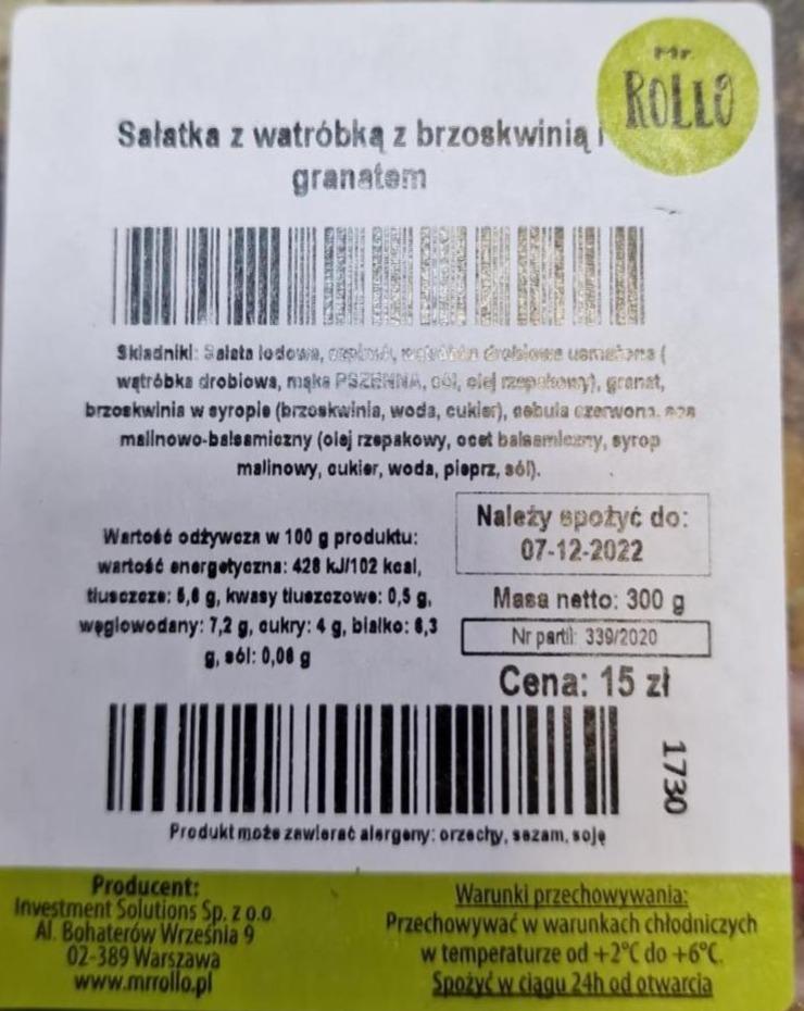 Zdjęcia - sałatka z wątróbką z brzoskwinią i granatem Mr Rollo