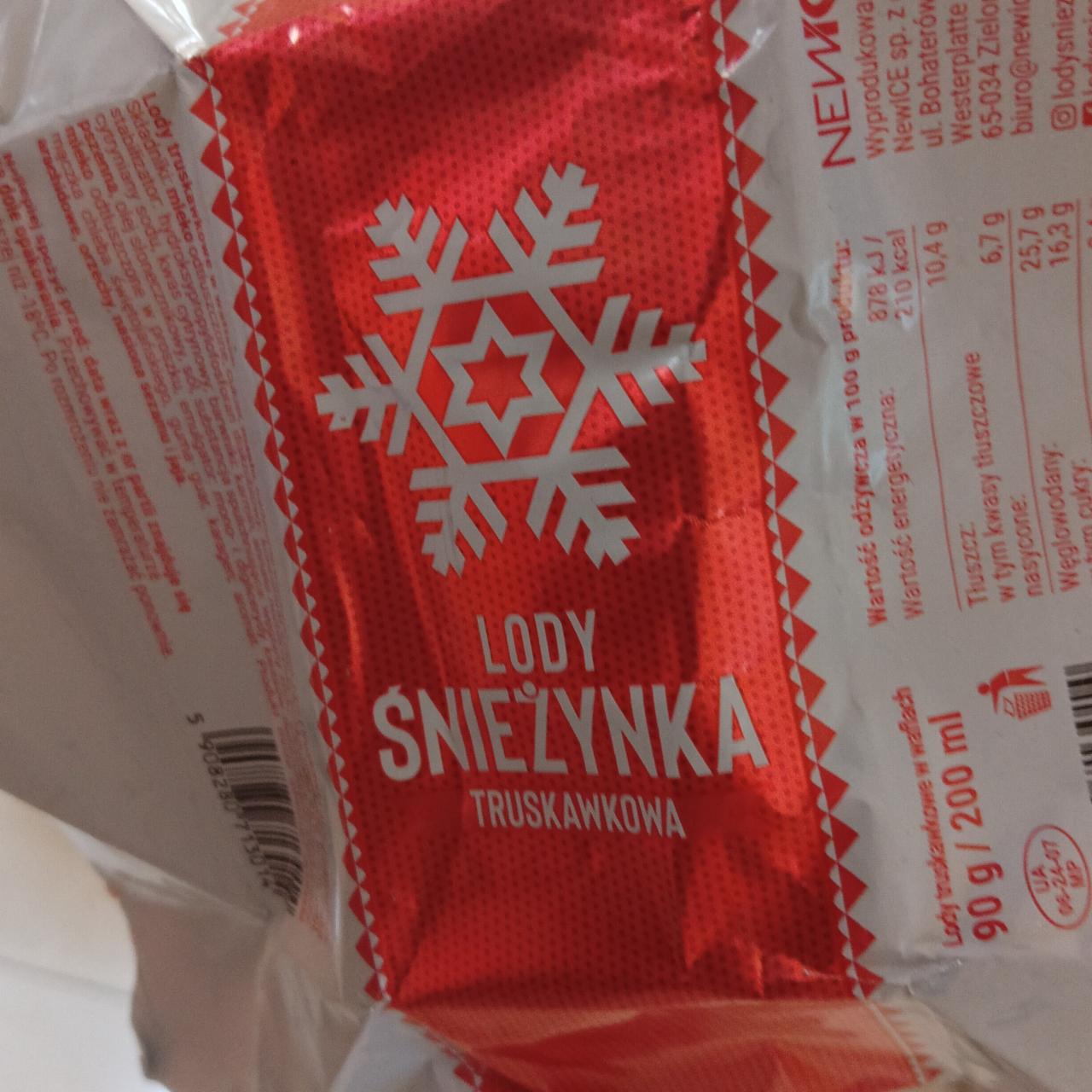 Zdjęcia - lody śnieżka truskawkowe NewICE