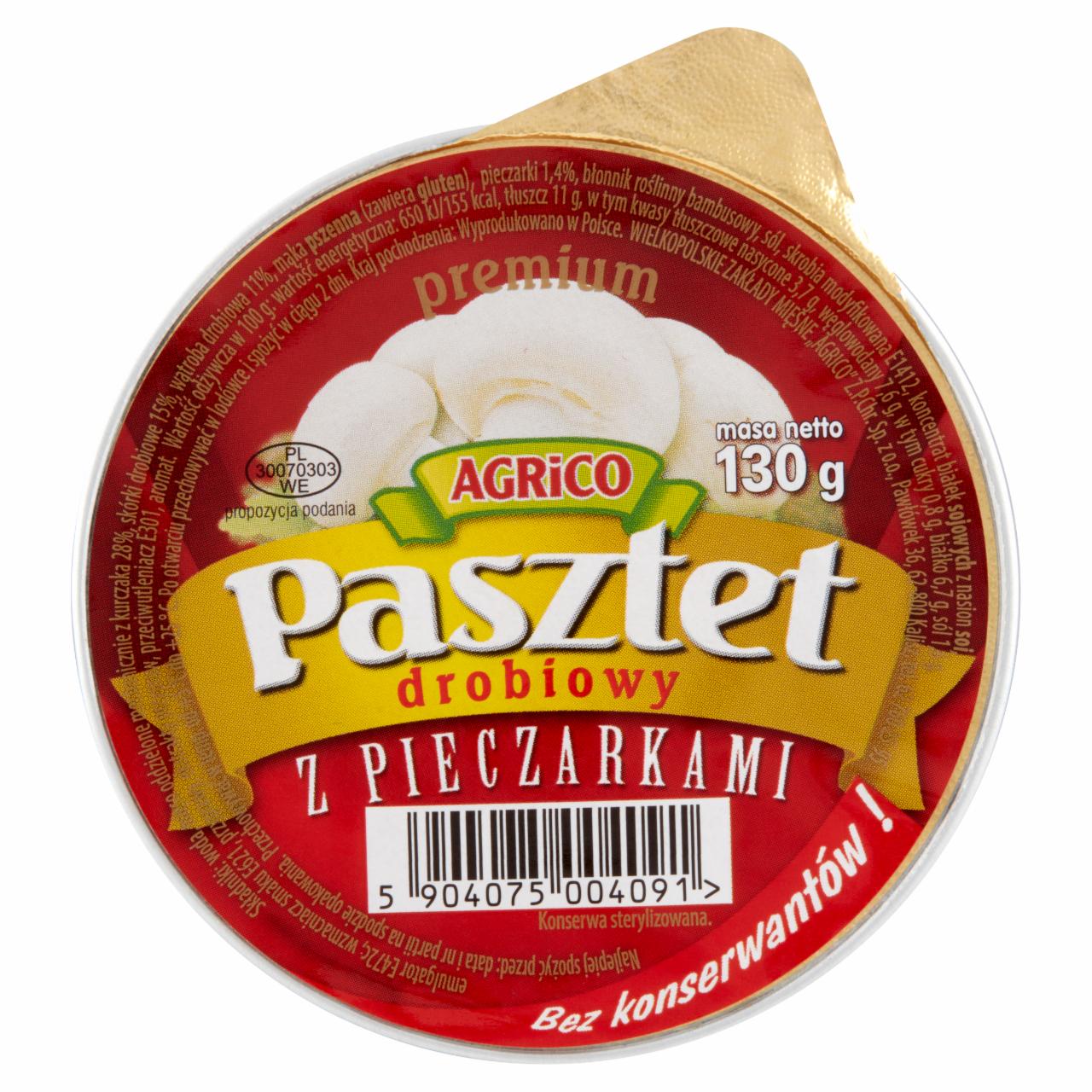 Zdjęcia - Agrico Premium Pasztet drobiowy z pieczarkami 130 g