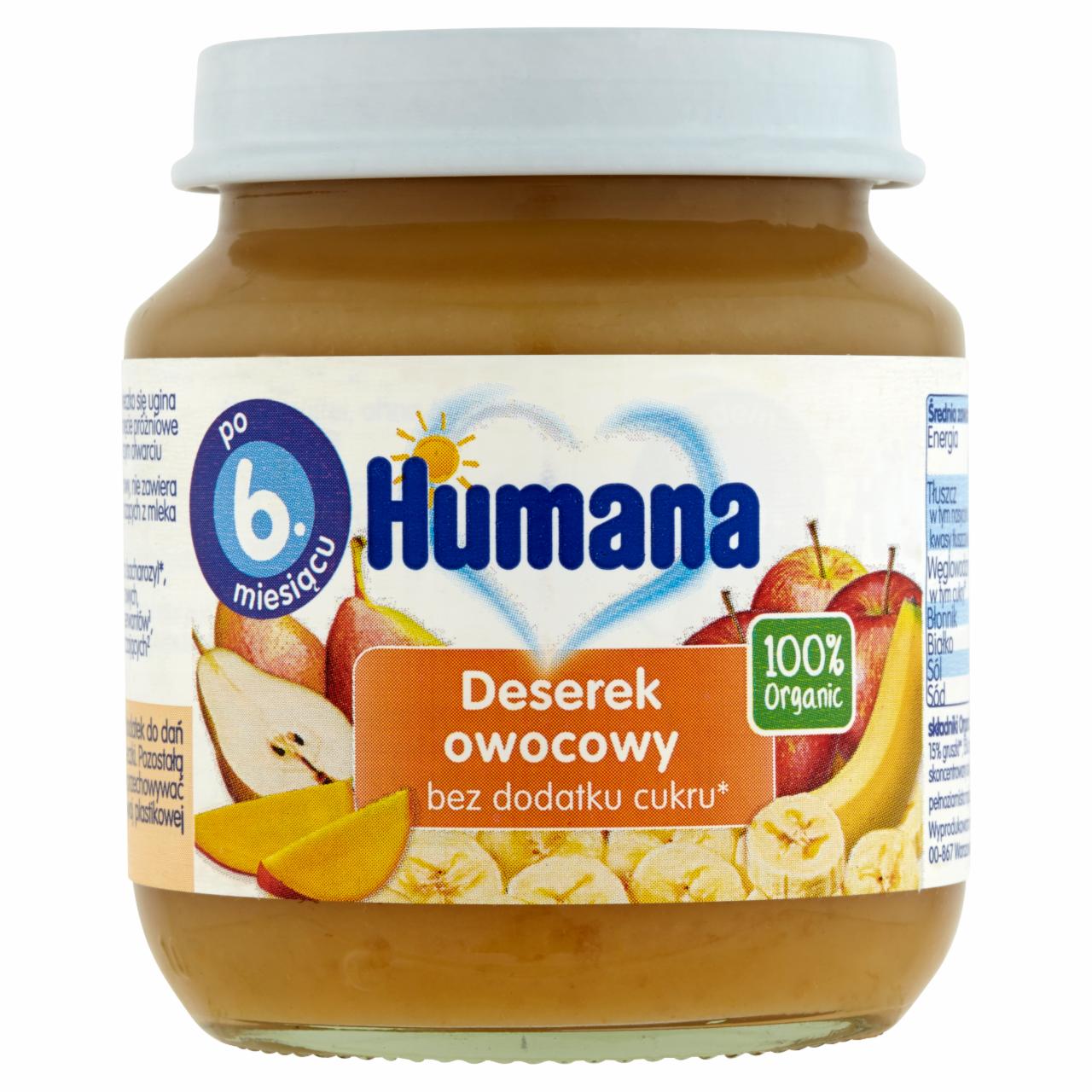 Zdjęcia - Humana 100% Organic Deserek owocowy po 6. miesiącu 125 g