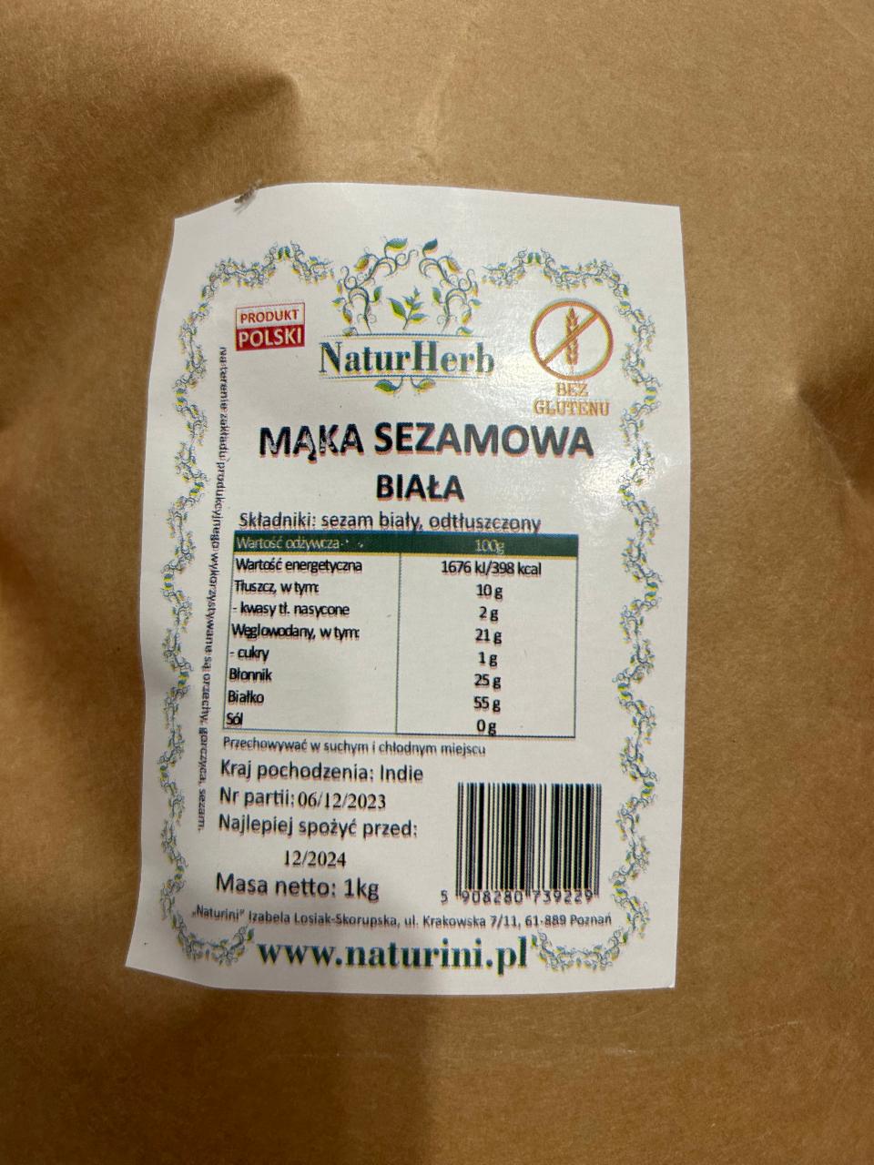 Zdjęcia - Mąka sezamowa biała NaturHerb