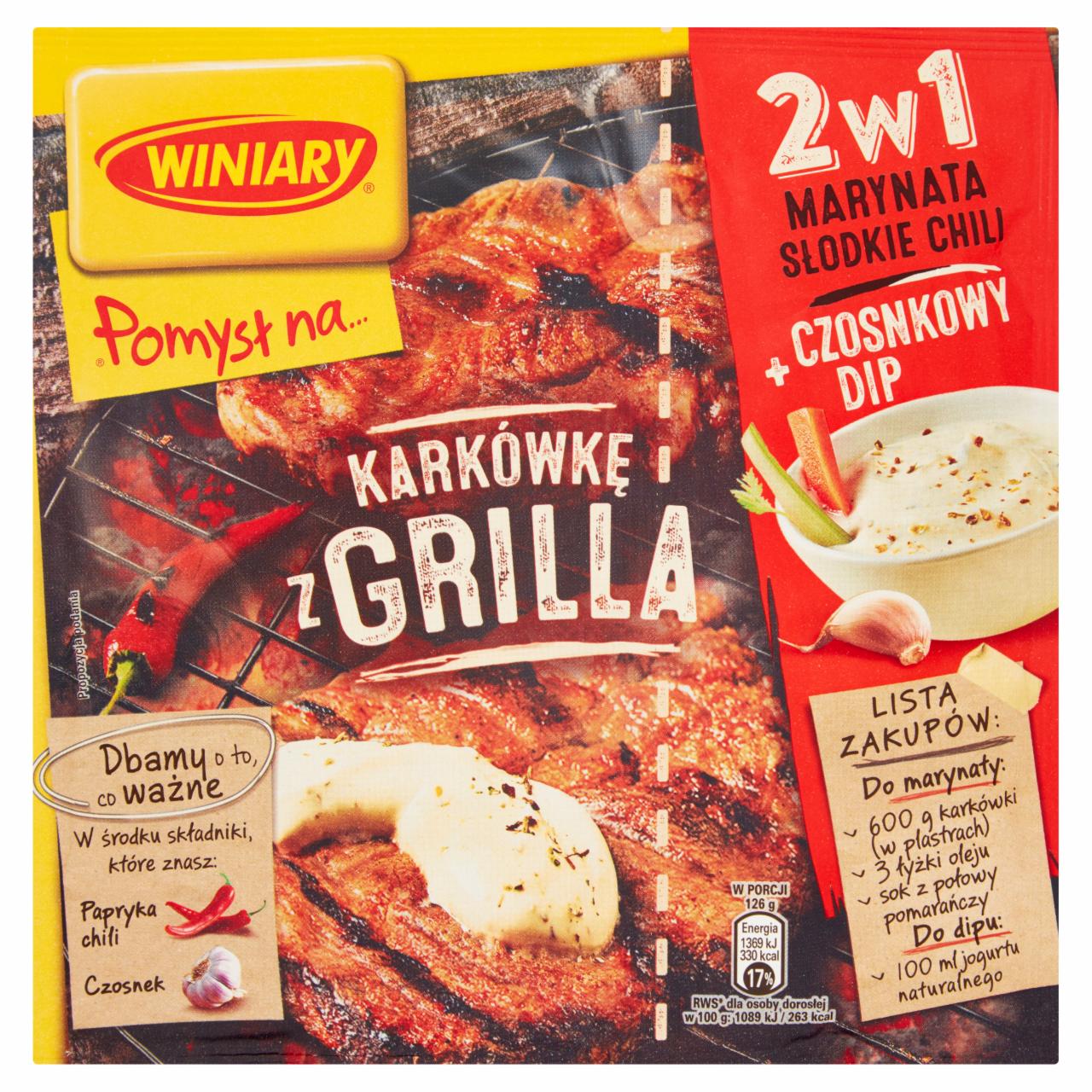 Zdjęcia - Winiary Pomysł na... Karkówkę z grilla 2w1 Marynata słodkie chili i Czosnkowy dip 30 g