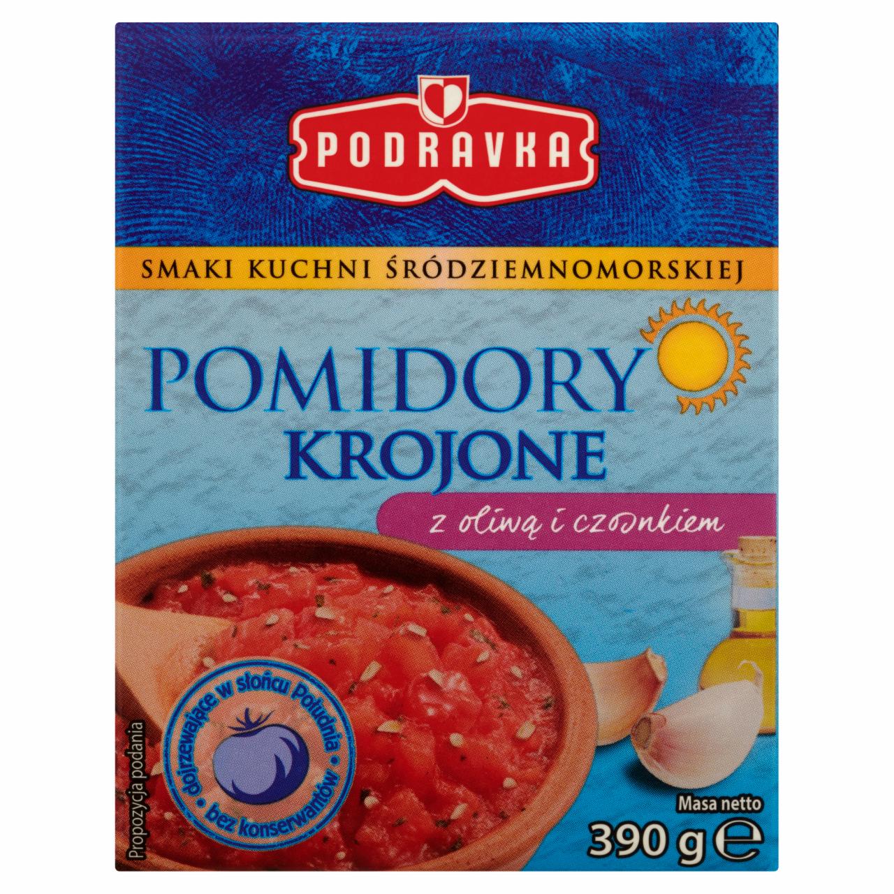 Zdjęcia - Podravka Pomidory krojone z oliwą i czosnkiem 390 g