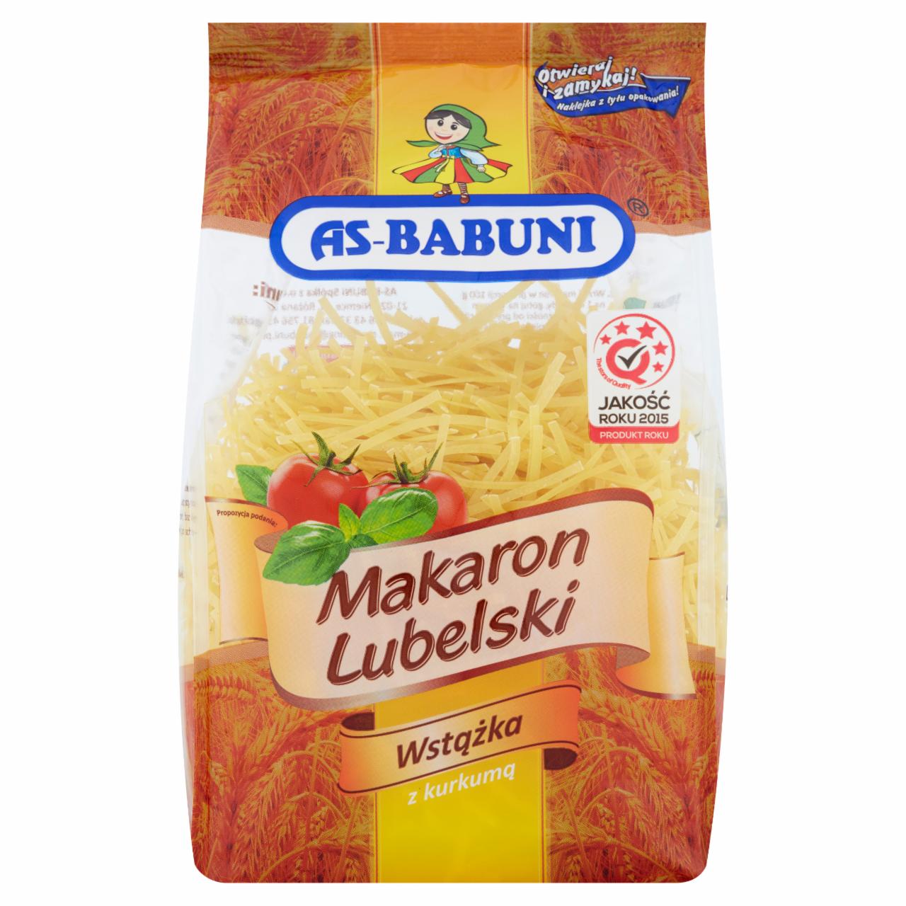 Zdjęcia - As-Babuni Makaron Lubelski wstążka z kurkumą 400 g