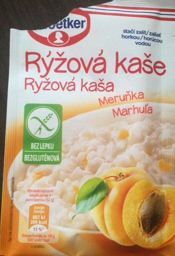 Zdjęcia - Rýžová kaše meruňka bez lepku Dr.Oetker