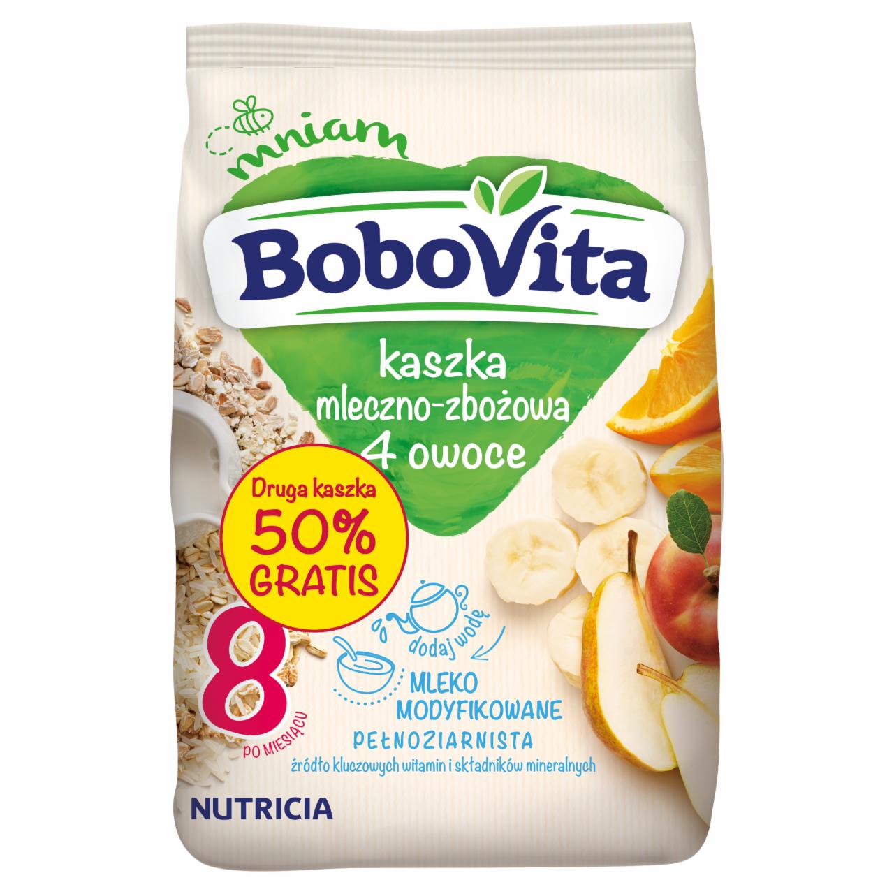 Zdjęcia - BoboVita Kaszka mleczno-zbożowa 4 owoce po 8 miesiącu 2 x 230 g