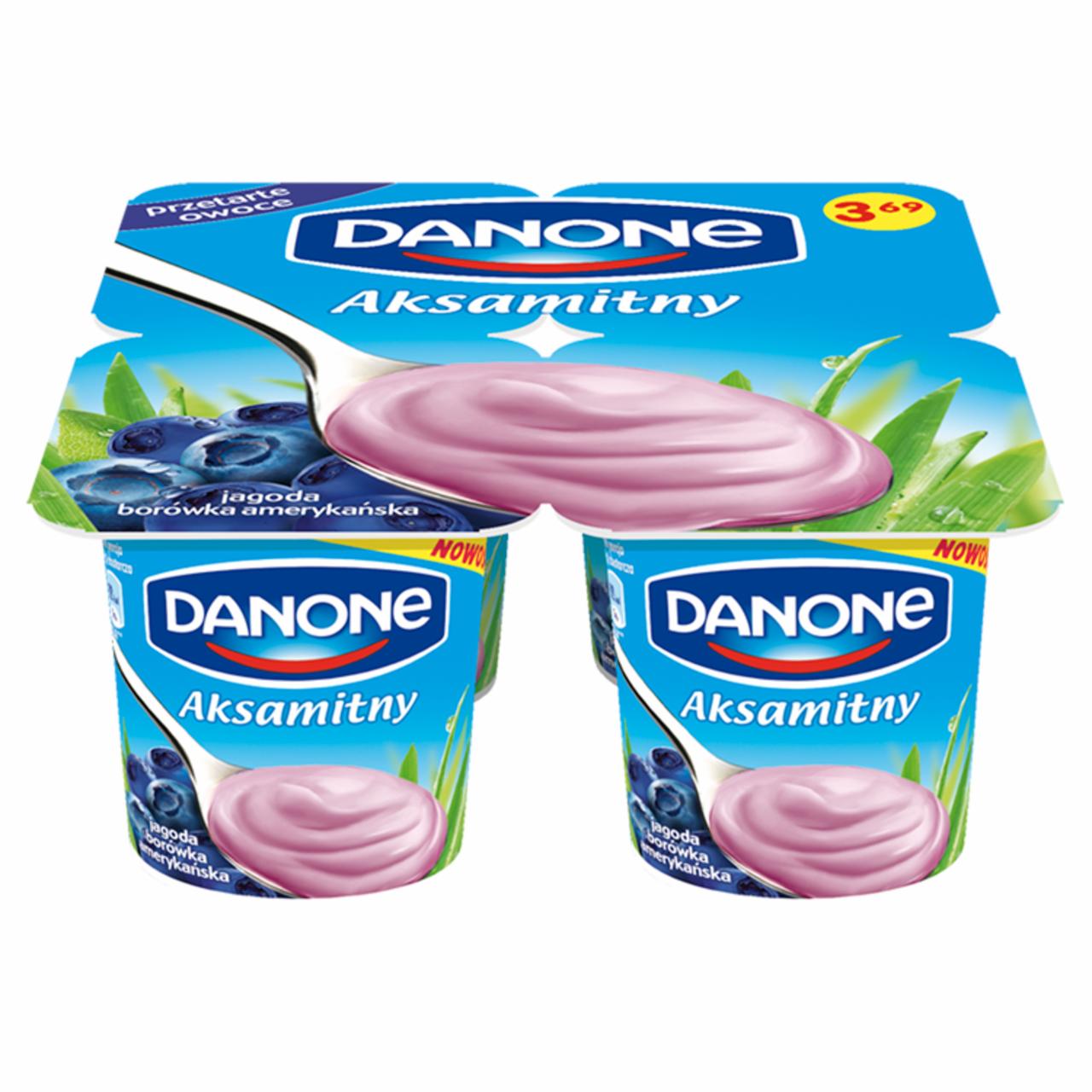 Zdjęcia - Danone Aksamitny jagoda borówka amerykańska Jogurt 4 x 120 g