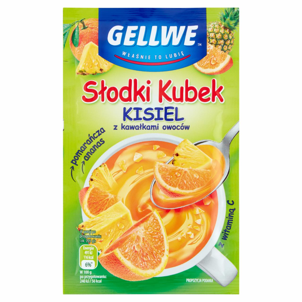 Zdjęcia - Gellwe Słodki Kubek Kisiel z kawałkami owoców smak pomarańcza ananas 28 g