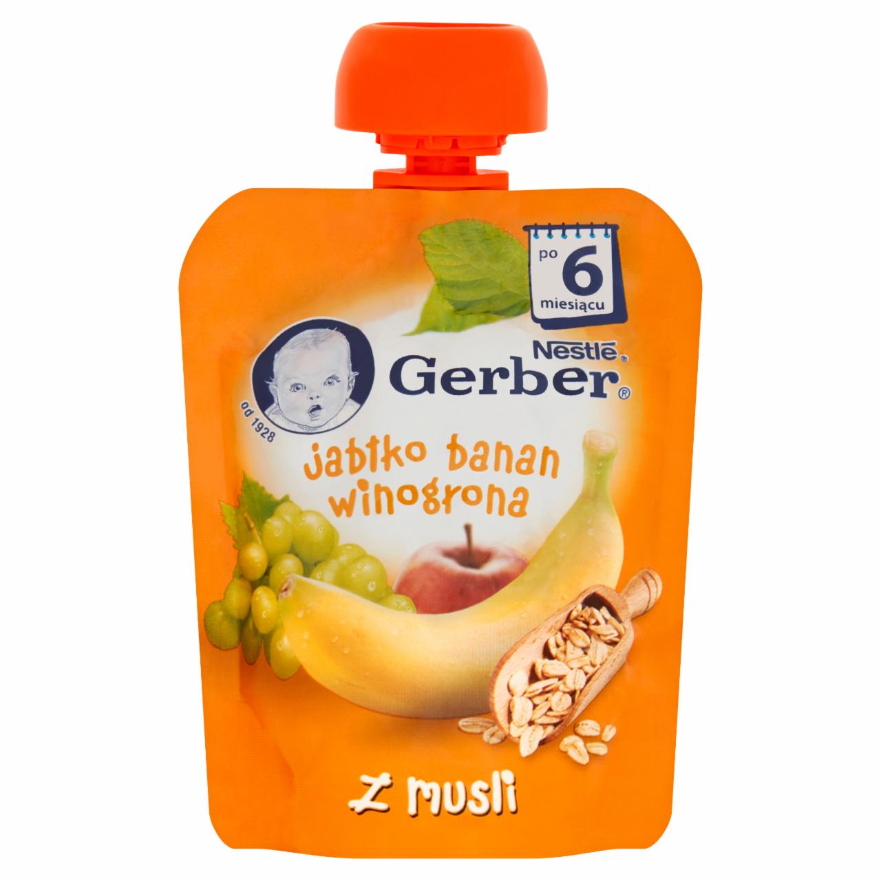 Zdjęcia - Gerber Deserek Jabłko banan winogrona z musli po 6 miesiącu 90 g