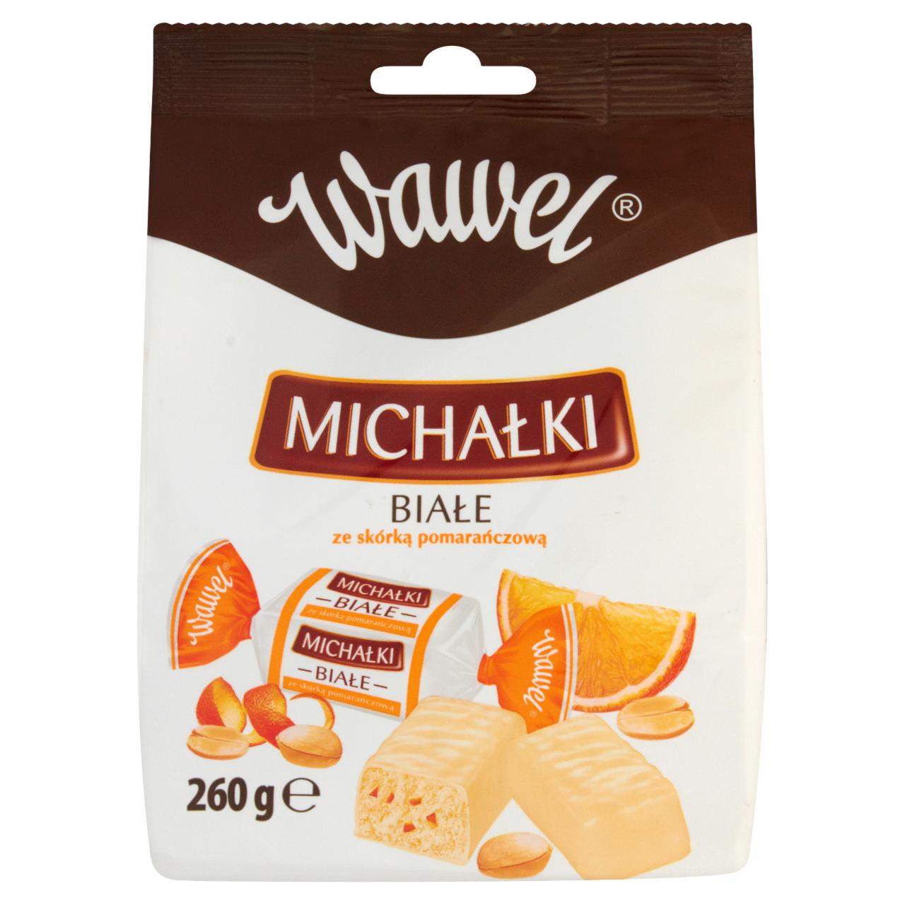 Zdjęcia - Wawel Michałki Białe ze skórką pomarańczową Cukierki w białej polewie 260 g