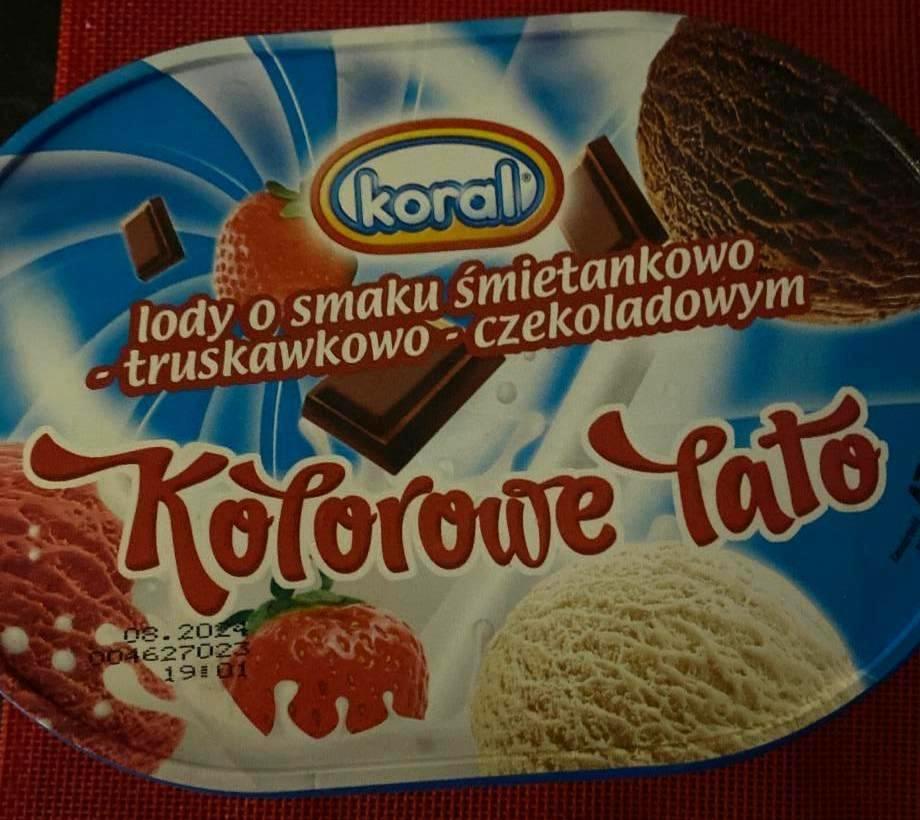 Zdjęcia - Koral Kolorowe lato Lody o smaku śmietankowo-truskawkowo-czekoladowym 1 l