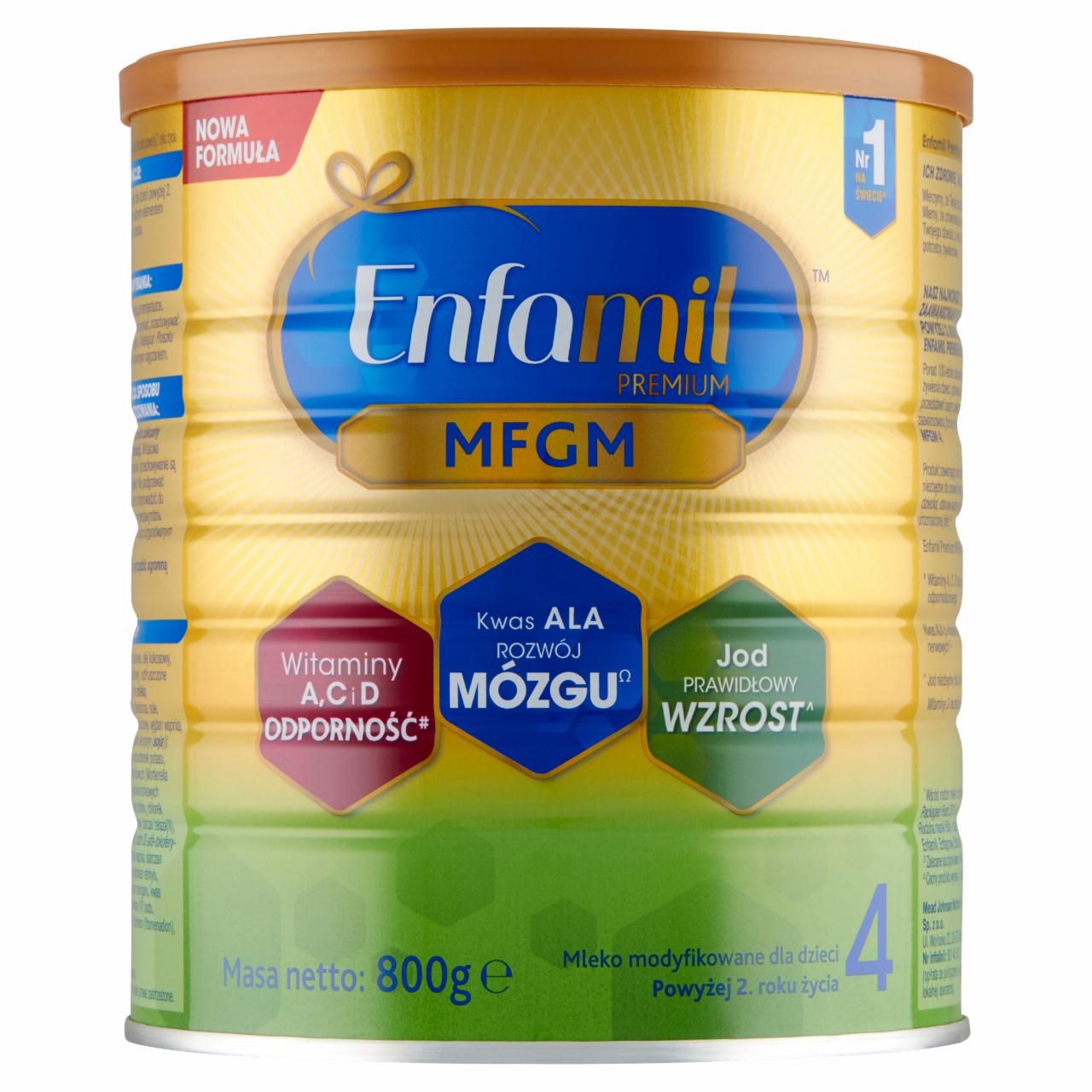 Zdjęcia - Enfamil Premium MFGM 4 Mleko modyfikowane dla dzieci powyżej 2. roku życia 800 g