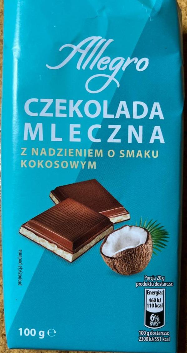 Zdjęcia - Czekolada mleczna z nadzieniem o smaku kokosowym Allegro