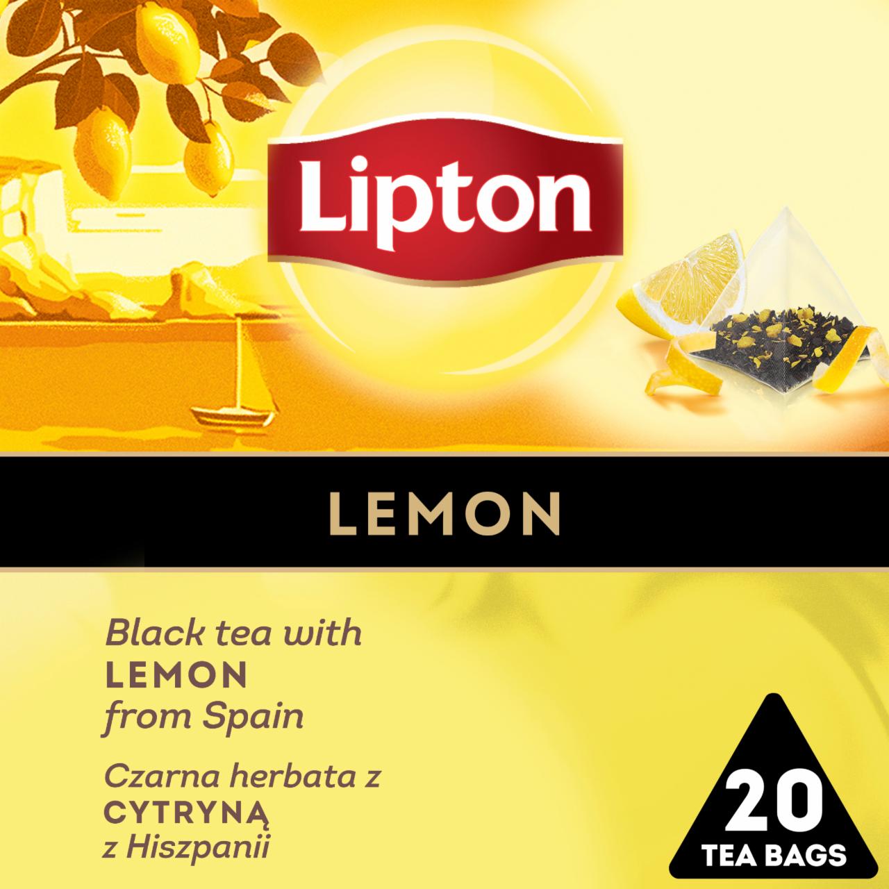 Zdjęcia - Lipton Czarna herbata z cytryną z Hiszpanii 34 g (20 torebek)