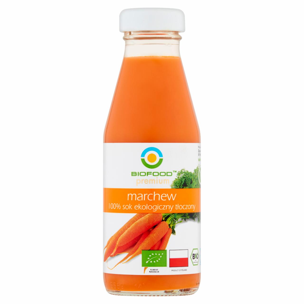 Zdjęcia - BioFood Premium Sok 100% ekologiczny tłoczony marchew 200 ml