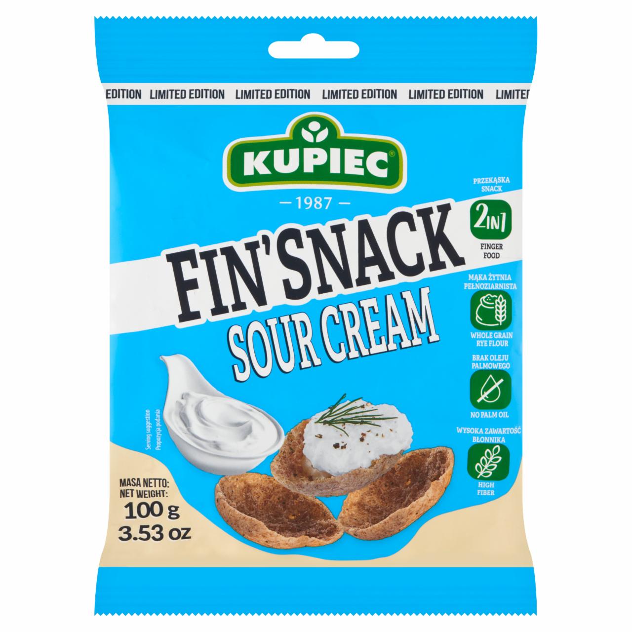 Zdjęcia - Kupiec Fin'Snack Snacki żytnie o smaku kwaśnej śmietany 100 g