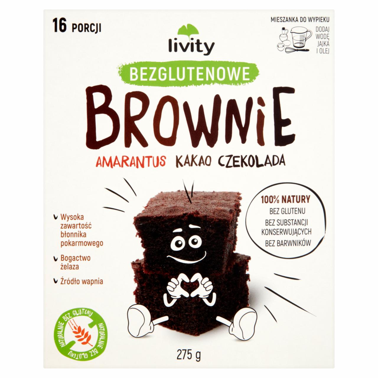 Zdjęcia - Livity Brownie bezglutenowe amarantus kakao czekolada 275 g