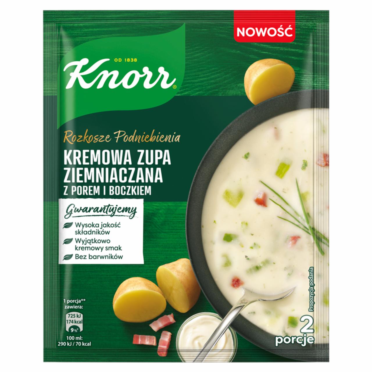 Zdjęcia - Knorr Rozkosze podniebienia Kremowa zupa ziemniaczana z porem i boczkiem 70 g