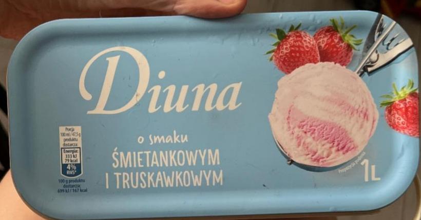 Zdjęcia - Lody o smaku śmietankowym i truskawkowym Diuna