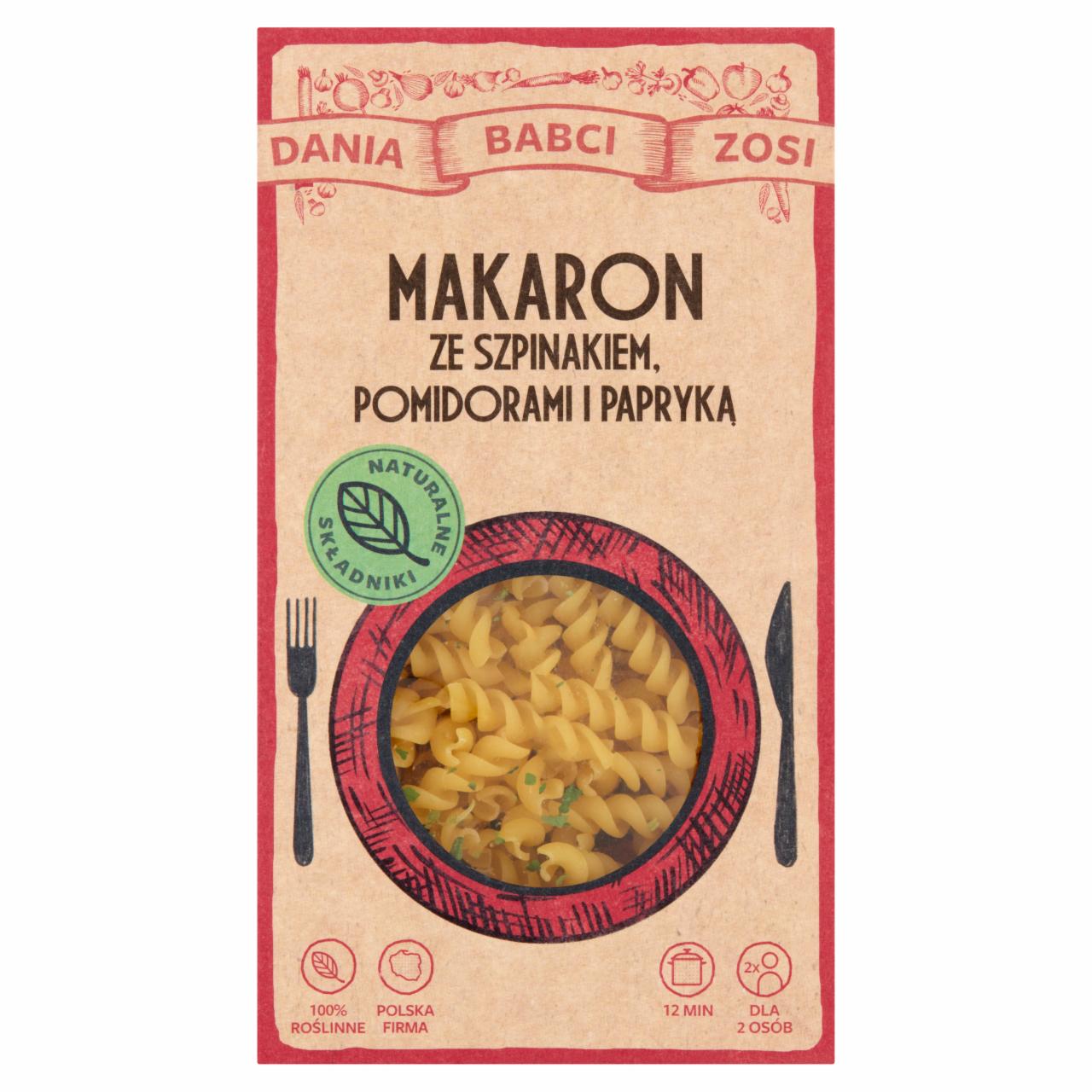 Zdjęcia - Dania Babci Zosi Makaron ze szpinakiem pomidorami i papryką 180 g