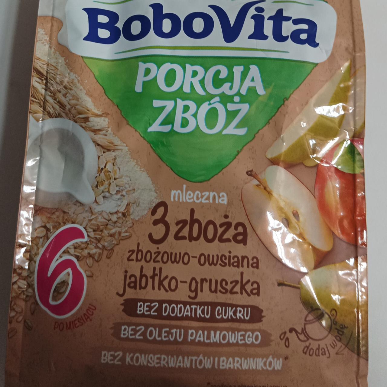 Zdjęcia - BoboVita Porcja zbóż Kaszka mleczna 3 zboża zbożowo-owsiana jabłko-gruszka po 6 miesiącu 210 g