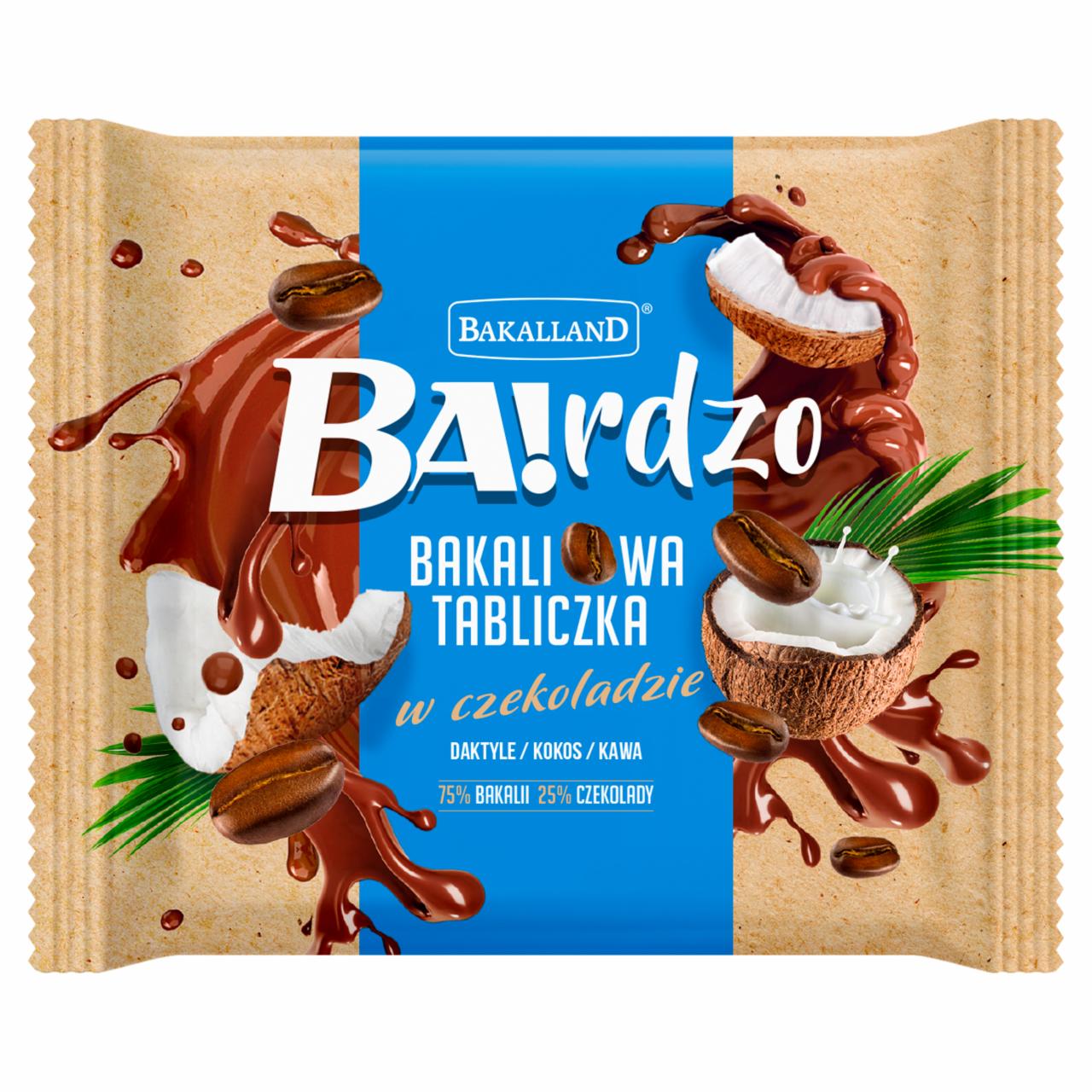 Zdjęcia - Bakalland Ba!rdzo Bakaliowa tabliczka w czekoladzie daktyle kokos kawa 65 g