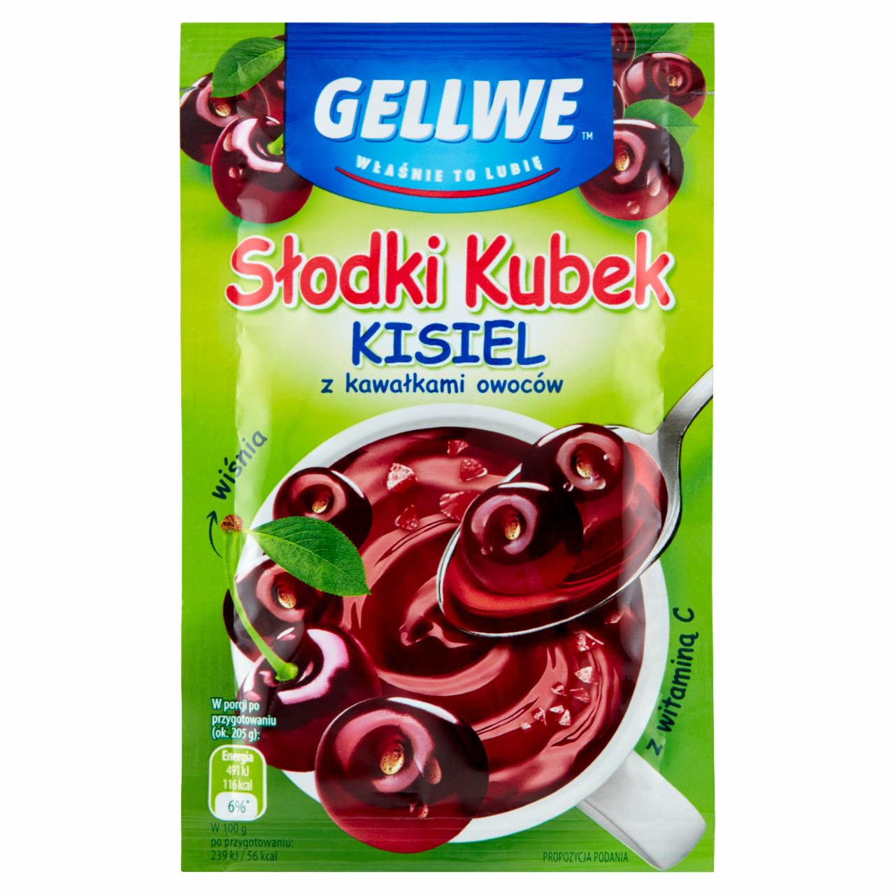 Zdjęcia - Gellwe Słodki Kubek Kisiel z kawałkami owoców wiśnia 30 g