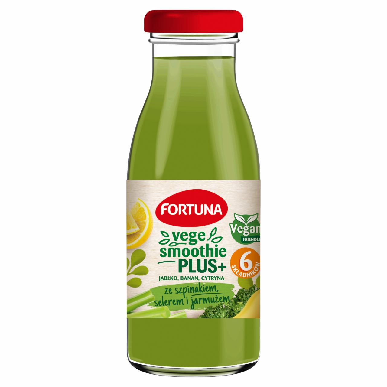 Zdjęcia - Fortuna Vege Smoothie Plus+ jabłko banan cytryna ze szpinakiem selerem i jarmużem 250 ml