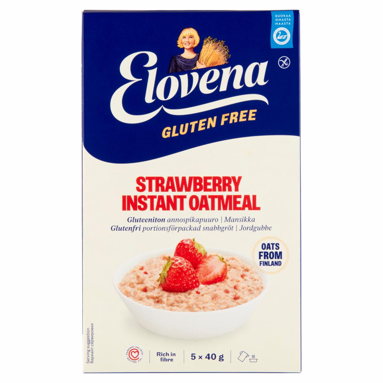 Zdjęcia - Elovena Gluten Free Bezglutenowa owsianka błyskawiczna z truskawkami 200 g (5 x 40 g)