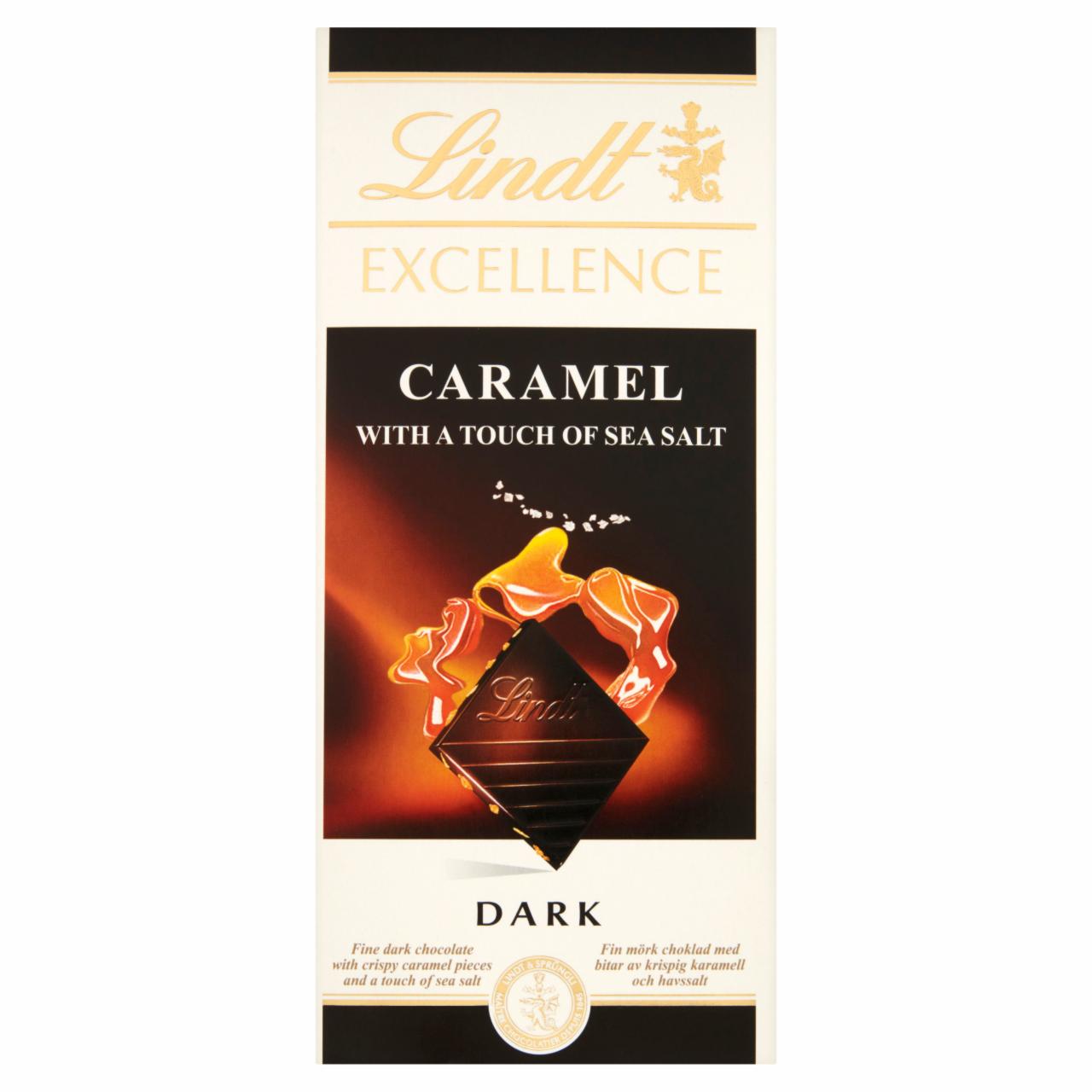 Zdjęcia - Lindt Excellence Czekolada ciemna z chrupiącymi kawałkami karmelu i odrobiną soli morskiej 100 g