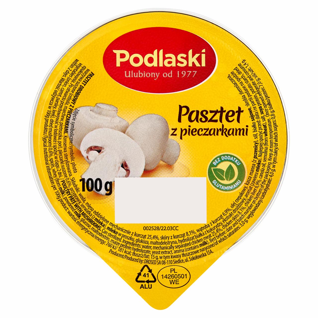 Zdjęcia - Podlaski Pasztet z pieczarkami 100 g