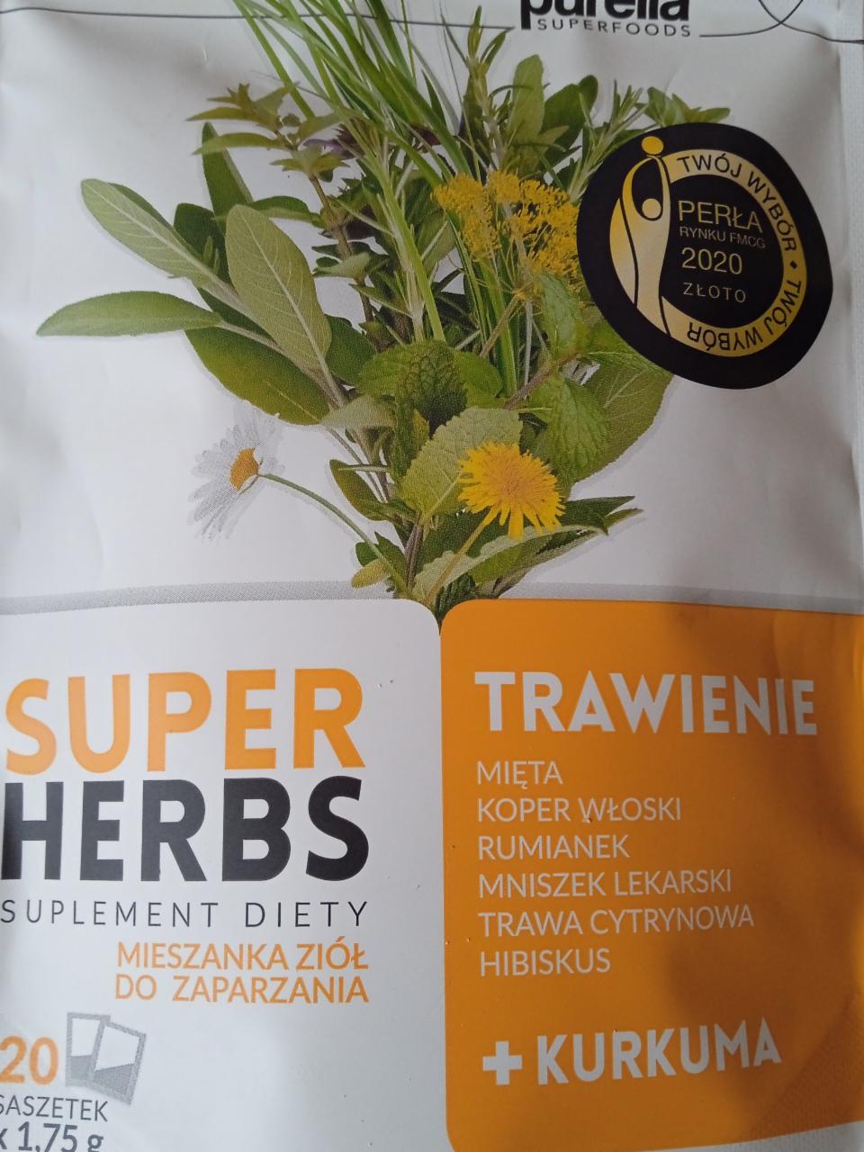 Zdjęcia - Purella Superfoods Superherbs Suplement diety trawienie 35 g (20 x 1,75 g)