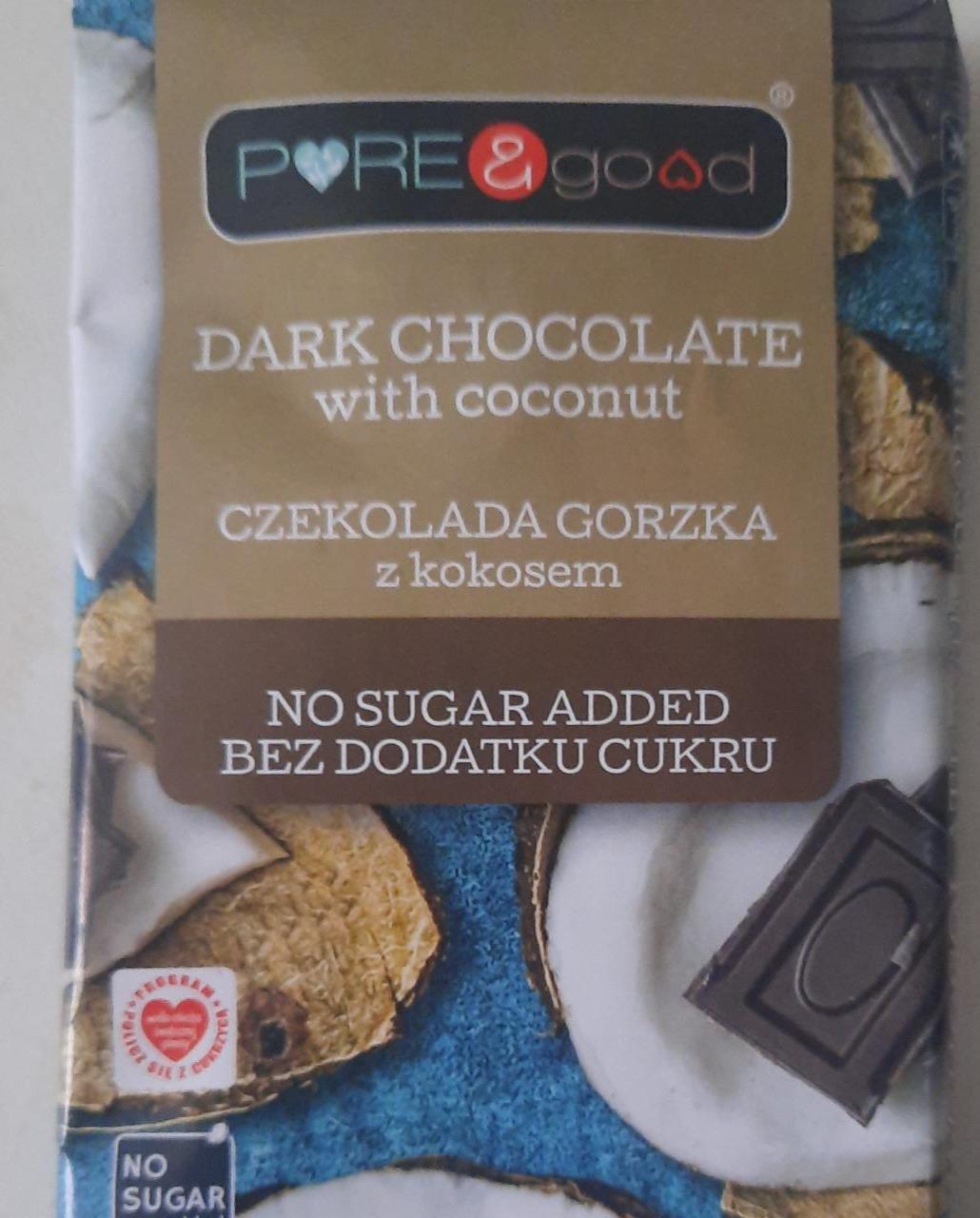 Zdjęcia - Pure&Good Czekolada gorzka z kokosem bez dodatku cukru 75 g