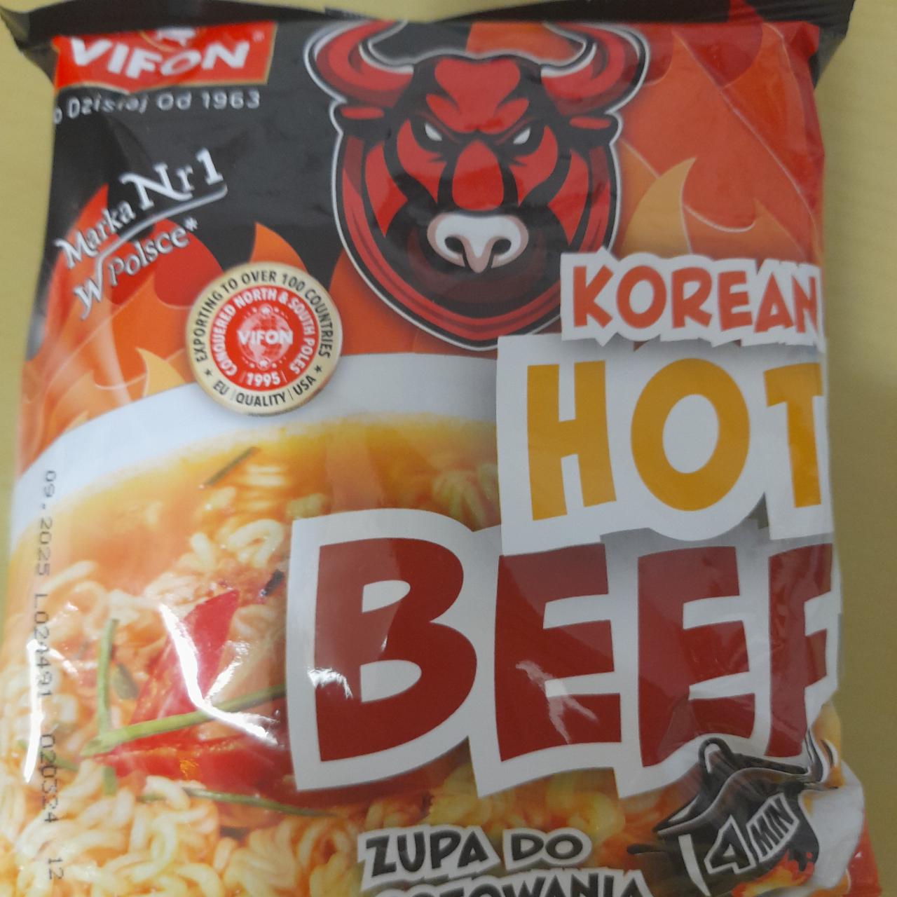 Zdjęcia - Vifon Korean Hot Beef Zupa do gotowania 105 g