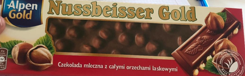 Zdjęcia - Nussbeisser Czekolada mleczna z całymi orzechami laskowymi 220 g Alpen Gold