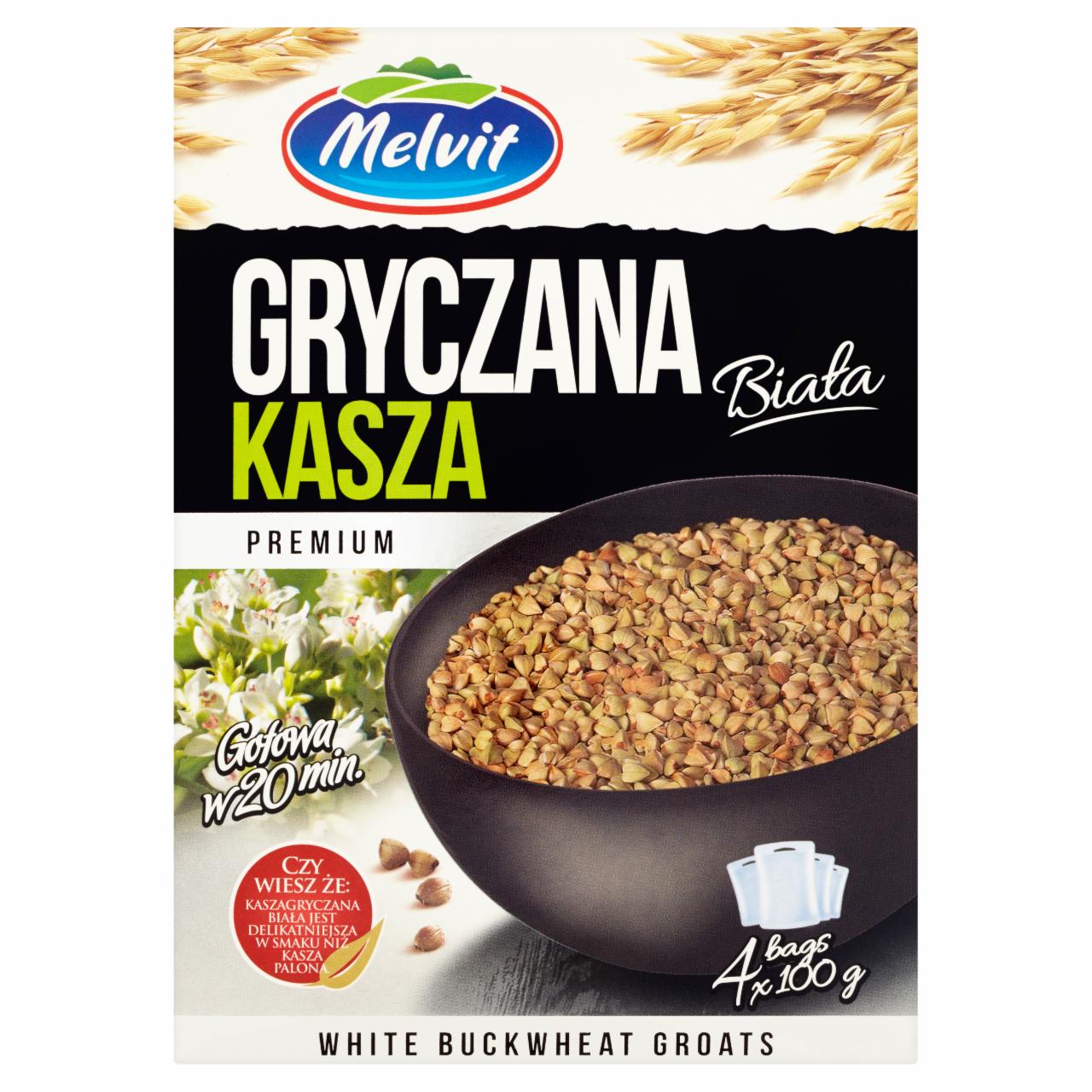 Zdjęcia - Melvit Premium Kasza gryczana biała 400 g (4 torebki)