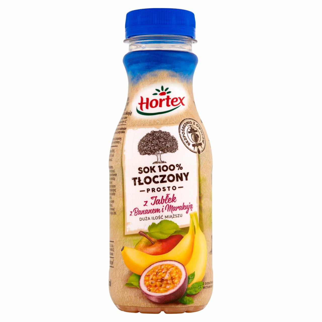 Zdjęcia - Hortex Sok 100% tłoczony prosto z jabłek z bananem i marakują 300 ml