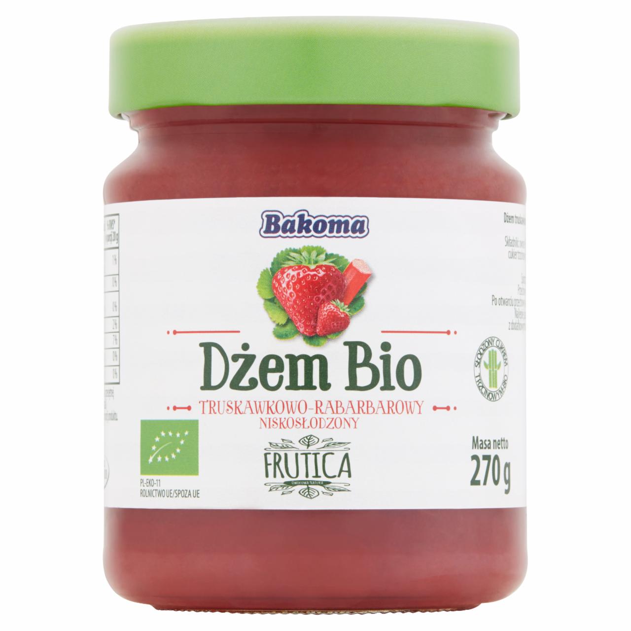 Zdjęcia - Bakoma Frutica Dżem Bio truskawkowo-rabarbarowy niskosłodzony 270 g