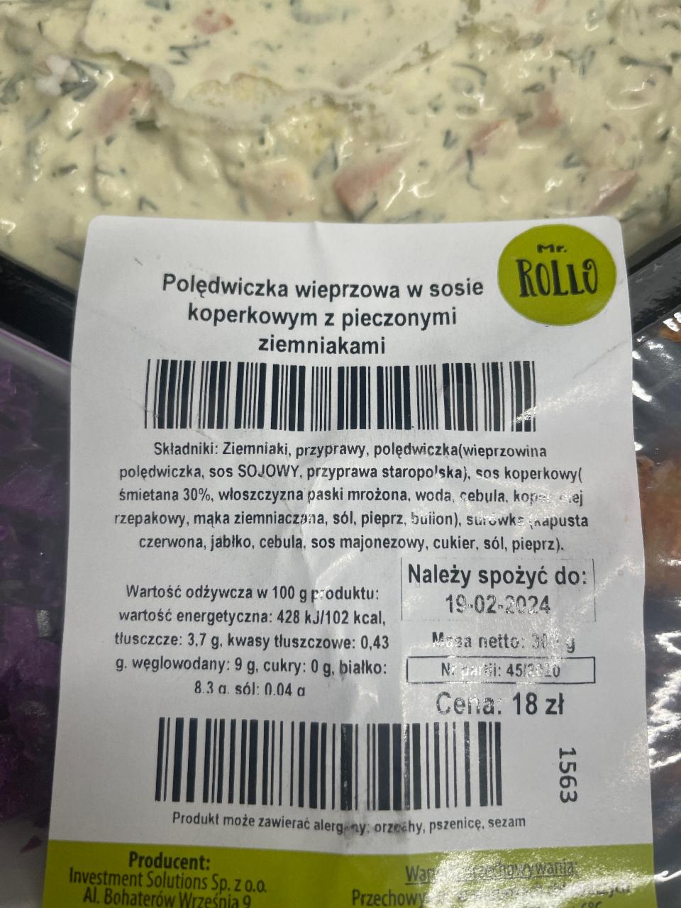 Zdjęcia - Polędwiczka wieprzowa w sosie koperkowym z pieczonymi ziemniakami Mr Rollo