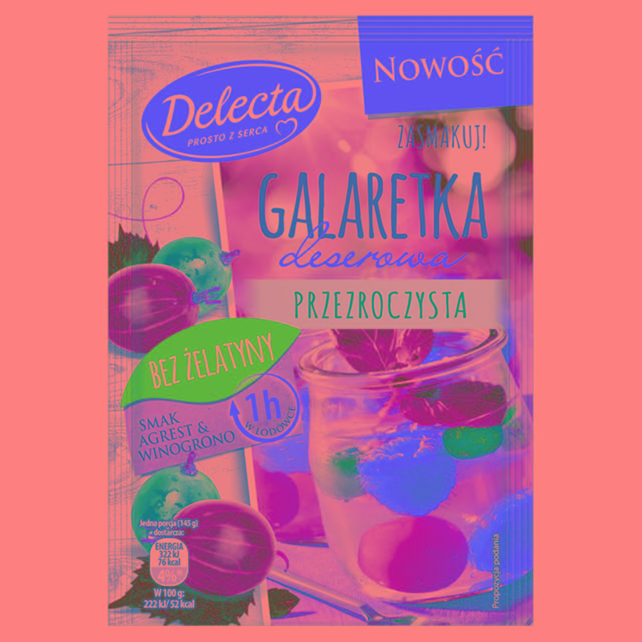 Zdjęcia - Delecta Galaretka deserowa smak agrest & winogrono 61 g