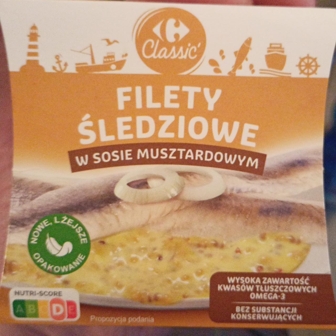 Zdjęcia - Filety śledziowe w sosie musztardowym Carrefour Classic