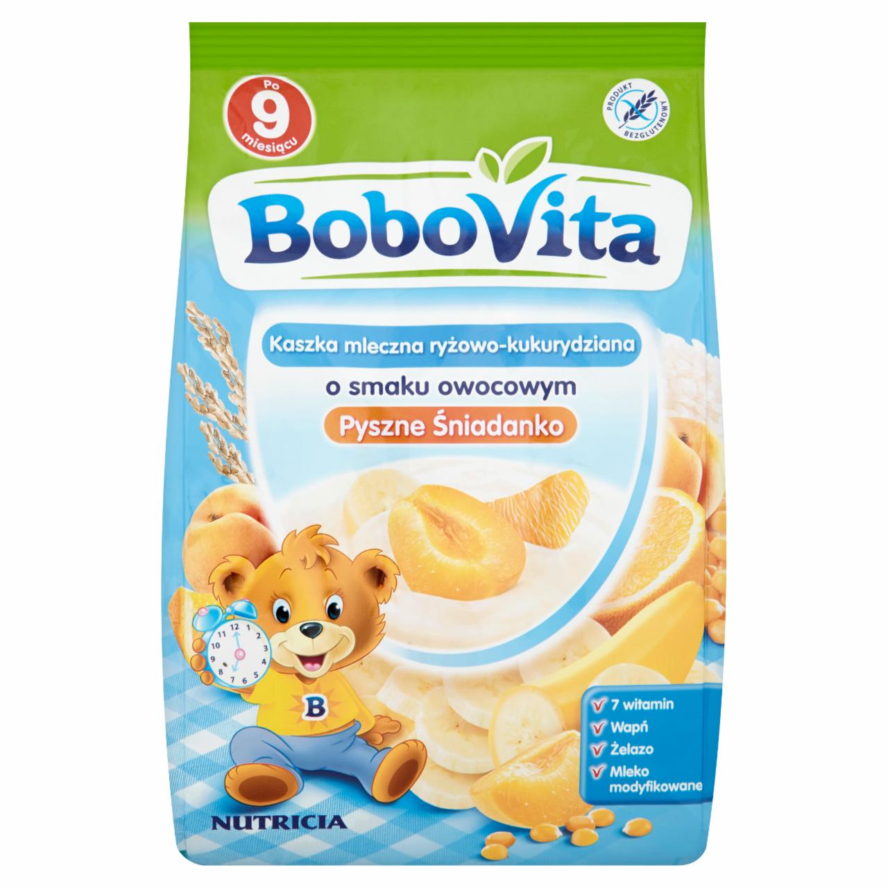 Zdjęcia - BoboVita Pyszne Śniadanko Kaszka mleczna ryżowo-kukurydziana o smaku owocowym po 9 miesiącu 230 g